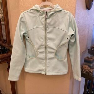 BURTON Women Mint Green Fleece Lined Hoodie Zipped Jacket Size Medium